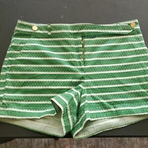 Anthropologie Meadow Rue Green Striped Shorts 12